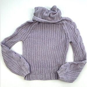 Juniors Planet Gold Cowl Neck Sweater Large Purple‎